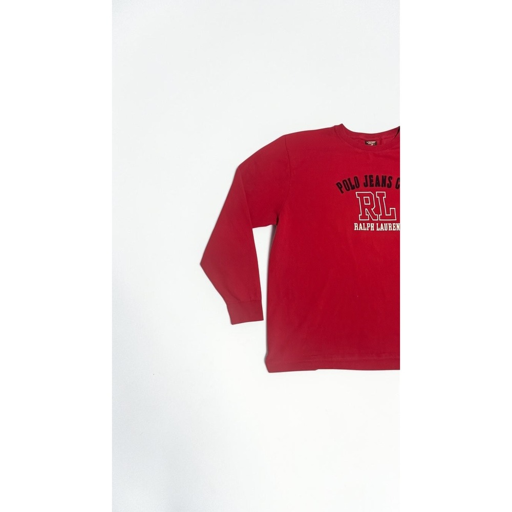 VTG Polo Jeans Co Ralph Lauren Red Long Sleeve Graphic T-Shirt Mens XL RL Logo - Picture 2 of 12